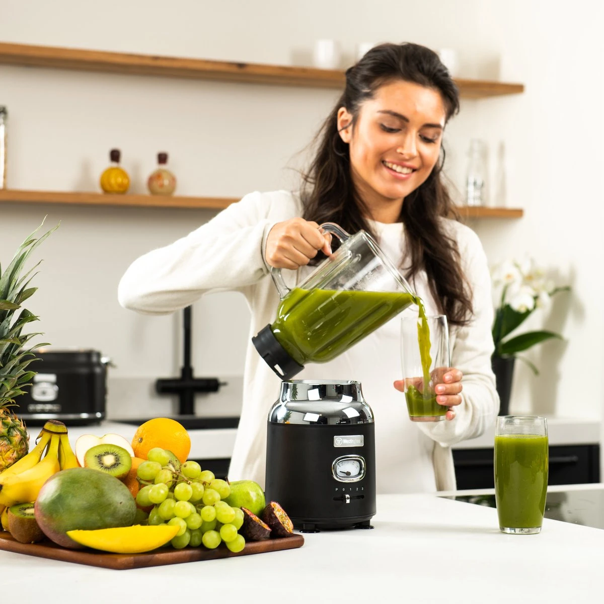 Westinghouse Retro Waterkoker + Broodrooster 4 Sleuven + Blender - Zwart 11 Westinghouse Retro Waterkoker + Broodrooster 4 Sleuven + Blender - Zwart - Afbeelding 9