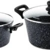 Westinghouse Kookpannenset Black Marble - ø 24 En 28 Cm - Inductie En Alle Andere Warmtebronnen