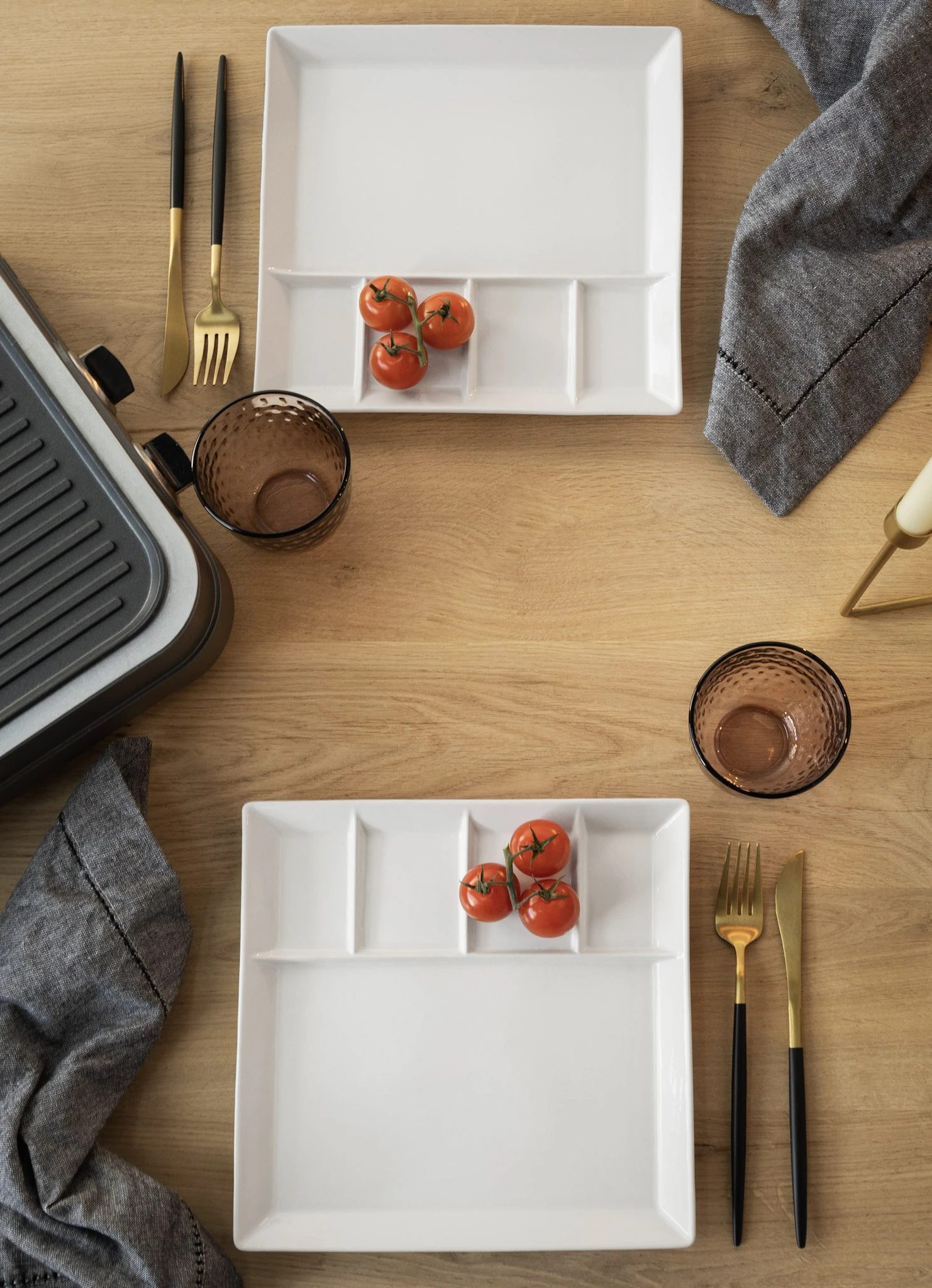 Fonduebord / Gourmetbord - 5 Vakken - Wit - 24 X 24 Cm 6 Fonduebord / Gourmetbord - 5 Vakken - Wit - 24 X 24 Cm - Afbeelding 4