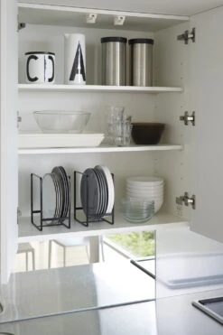 Yamazaki Organiser Tower Zwart -Keukengerei Korting Winkel 2269 TOWER DISH ORGANIZER BK 02 1000x