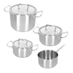 Demeyere - 4 Delige Pannenset (Kookpan ø 18 / 20 / 24 Cm + Steelpan ø 18 Cm) + Deksels Classic 3 - RVS 11 Demeyere - 4 Delige Pannenset (Kookpan ø 18 / 20 / 24 Cm + Steelpan ø 18 Cm) + Deksels Classic 3 - RVS -Keukengerei Korting Winkel 40850 875 0 0111