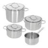 Demeyere - 4 Delige Pannenset (Kookpan ø 18 / 20 / 24 Cm + Steelpan ø 16 Cm) + Deksels Resto 3 - RVS -Keukengerei Korting Winkel 5412191880173 SET88017