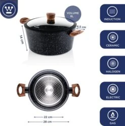 Westinghouse Pannenset Marble Wood (Wokpan ø 30 Cm + Braadpan + Hapjespan ø 28 Cm) - Inductie En Alle Andere Warmtebronnen 14 Westinghouse Pannenset Marble Wood (Wokpan ø 30 Cm + Braadpan + Hapjespan ø 28 Cm) - Inductie En Alle Andere Warmtebronnen -Keukengerei Korting Winkel 550x554
