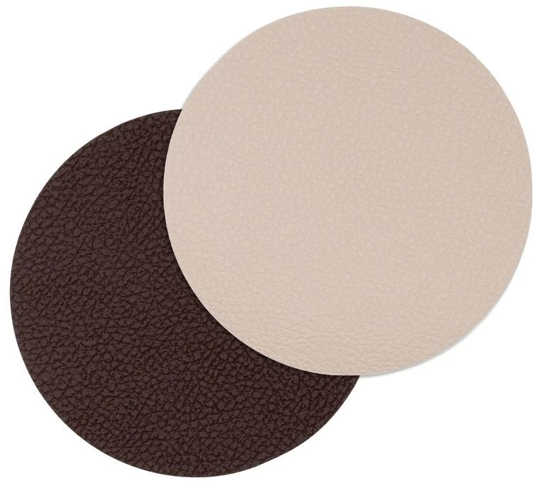 Jay Hill Onderzetters - Vegan Leer - Bruin / Zand - Dubbelzijdig - ø 10 Cm - 6 Stuks 6 Jay Hill Onderzetters - Vegan Leer - Bruin / Zand - Dubbelzijdig - ø 10 Cm - 6 Stuks - Afbeelding 4