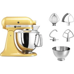 KitchenAid Keukenmachine Artisan - Kantelbare Kop - Pastel Geel - 4.8 Liter - 5KSM175PSEMY -Keukengerei Korting Winkel 8597015010505B15D
