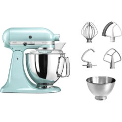 KitchenAid Keukenmachine Artisan - Kantelbare Kop - Ijsblauw - 4.8 Liter - 5KSM175PSEIC -Keukengerei Korting Winkel 8597015011505B15D