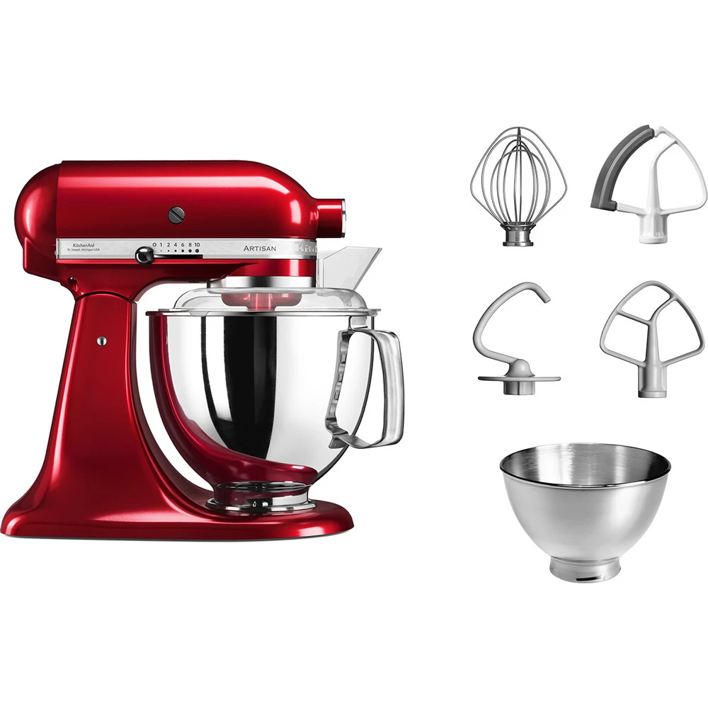 KitchenAid Keukenmachine Artisan - Kantelbare Kop - Appelrood - 4.8 Liter - 5KSM175PSEAC 4 KitchenAid Keukenmachine Artisan - Kantelbare Kop - Appelrood - 4.8 Liter - 5KSM175PSEAC - Afbeelding 2