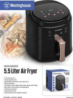 Westinghouse Airfryer / Heteluchtfriteuse - 1400 W - Zwart - 5.5 Liter 13 Westinghouse Airfryer / Heteluchtfriteuse - 1400 W - Zwart - 5.5 Liter -Keukengerei Korting Winkel 902x1200