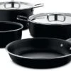 Alessi Pannenset Pots&Pans - AJM100S6 A - Zwart - 4 Delige Set - Door Jasper Morrison -Keukengerei Korting Winkel AJM100S6 A 01