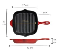 Blackwell Grillpan - Gietijzer - Rood - 27 X 27 Cm - Zonder Anti-aanbaklaag -Keukengerei Korting Winkel Asset 35@2x 80
