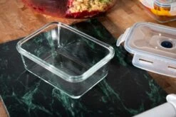 Sareva Vacuum Ovenschalen / Vershoudbakjes - Hittebestendid Glas - 3 Delige Set / 485 Ml + 970 Ml -Keukengerei Korting Winkel Crumble in ovenschaal en vershoudbakjes 6 1