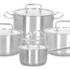 Demeyere - 4 Delige Pannenset (Kookpan ø 18 / 20 / 24 Cm + Steelpan ø 18 Cm) + Deksels Classic 3 - RVS -Keukengerei Korting Winkel Demeyere Pannenset Resto