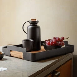 Eva Solo Thermoskan Silhouette Zwart 1 Liter -Keukengerei Korting Winkel Eva Solo Nordic Kitchen Serviertablett rechteckig Eiche schwarz Situation