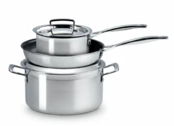 Le Creuset 3- Delige Pannenset 3-ply - RVS - Inductie - Koekenpan, Kookpan & Steelpan - Inclusief 2 Deksels -Keukengerei Korting Winkel LC 20210610 ZS PS FS 53808000010050 005 1