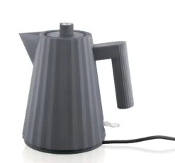 Alessi Waterkoker Plissé - Droogkookbeveiliging - Grijs - Michele De Lucchi - 1 Liter - MDL06/1 G -Keukengerei Korting Winkel MDL06 1 G 1