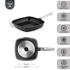 Westinghouse Grillpan Performance - Blissful Black - 28 X 28 Cm - Standaard Anti-aanbaklaag -Keukengerei Korting Winkel WCFP0095G28BK 3