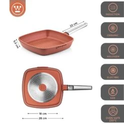 Westinghouse Grillpan Performance - Rebel Red - 28 X 28 Cm - Standaard Anti-aanbaklaag -Keukengerei Korting Winkel WCFP0095G28OR 3