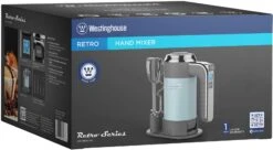 Westinghouse Handmixer Retro Collections - 6 Standen - Blauw - WKHM250BU -Keukengerei Korting Winkel WKHM250BU Hand Mixer BLUE BOX