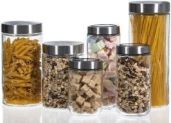 Sareva Voorraadpot - Glas / RVS Deksel - ø 11.5 Cm / 2.2 Liter -Keukengerei Korting Winkel opbergglas set 1 2