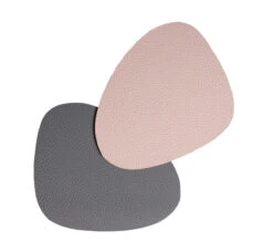 Jay Hill Onderzetters - Vegan Leer - Grijs / Roze - Organic - Dubbelzijdig - 13 X 11 Cm - 6 Stuks -Keukengerei Korting Winkel ovaal dubbelzijdig 1