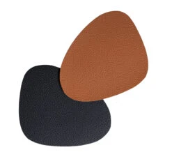Jay Hill Onderzetters - Vegan Leer - Zwart / Cognac - Organic - Dubbelzijdig - 13 X 11 Cm - 6 Stuks -Keukengerei Korting Winkel ovaal dubbelzijdig 2