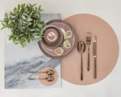 Jay Hill Placemats - Vegan Leer - Grijs / Roze - Dubbelzijdig - ø 38 Cm - 6 Stuks -Keukengerei Korting Winkel placemat 17 1