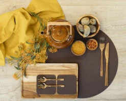 Jay Hill Placemat - Vegan Leer - Bruin / Zand - Dubbelzijdig - ø 38 Cm -Keukengerei Korting Winkel placemat 8 7