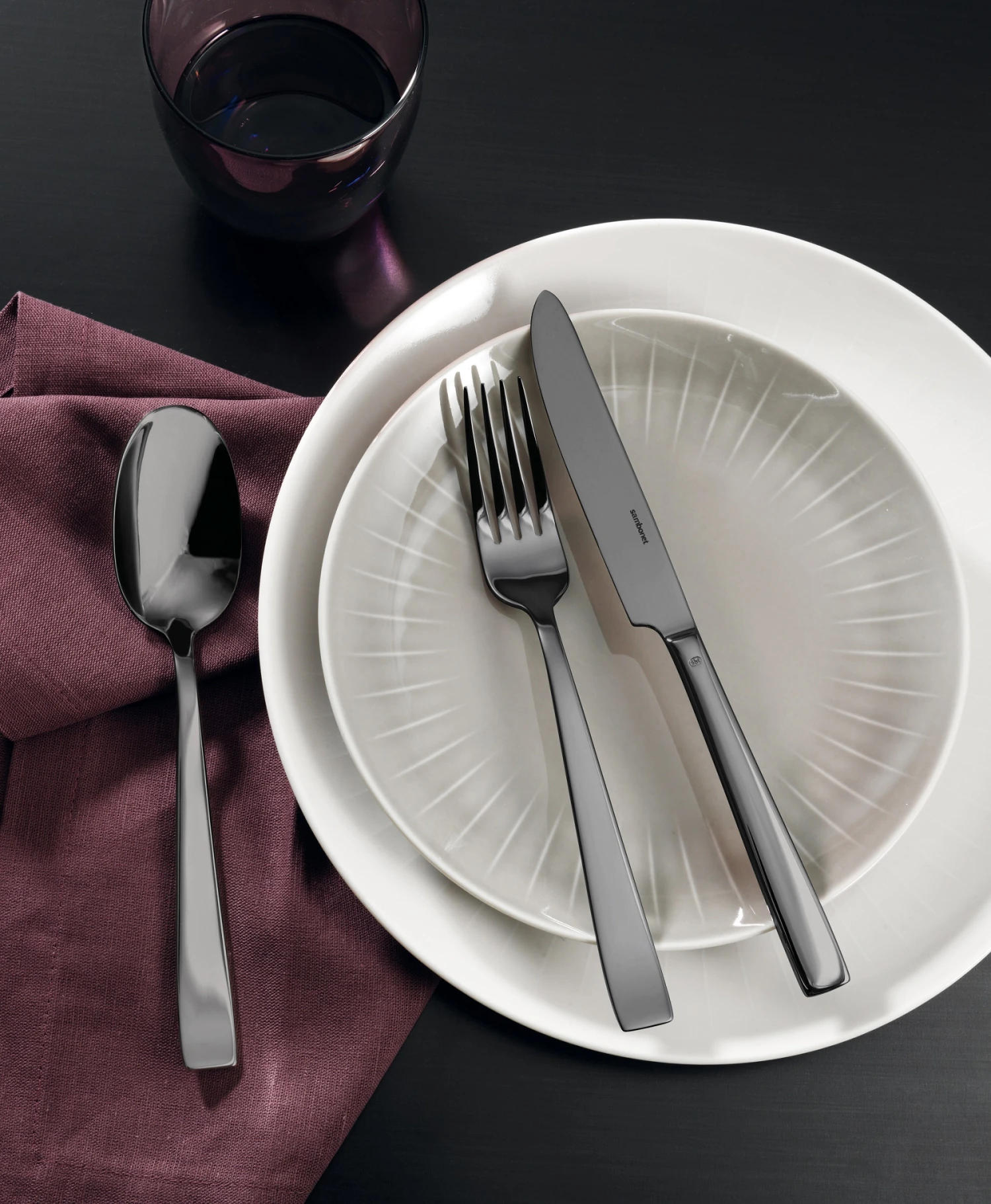 Sambonet Bestekset Flat - Zwart - 24 Delig / 6 Personen 4 Sambonet Bestekset Flat - Zwart - 24 Delig / 6 Personen - Afbeelding 2