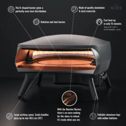 Witt Pizza Oven Etna Rotante - Op Gas Voor Buiten - Mat Grafiet - Voor ø 40 Cm Pizza's - Roterende Pizzasteen -Keukengerei Korting Winkel wp etna rotante ecom graphite 005